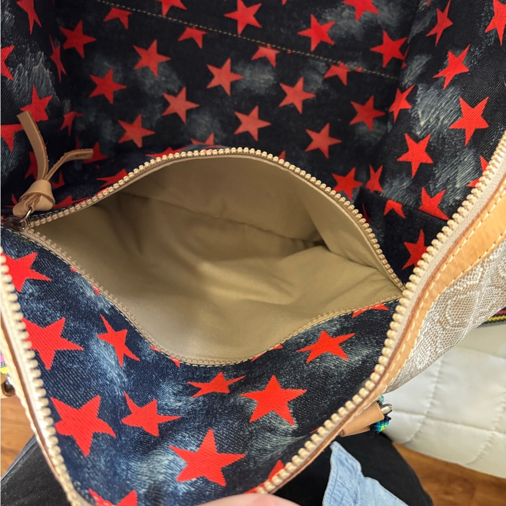 Consuela Tan Tote with Colorful Strap - Picture 3 of 6